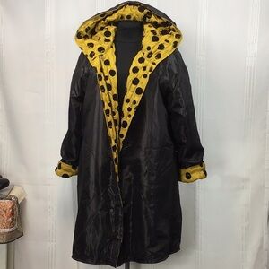 ⚫️ UbU Quilted Reversible Olive Gold with Black Velvet Dots Hoodie with Pockets